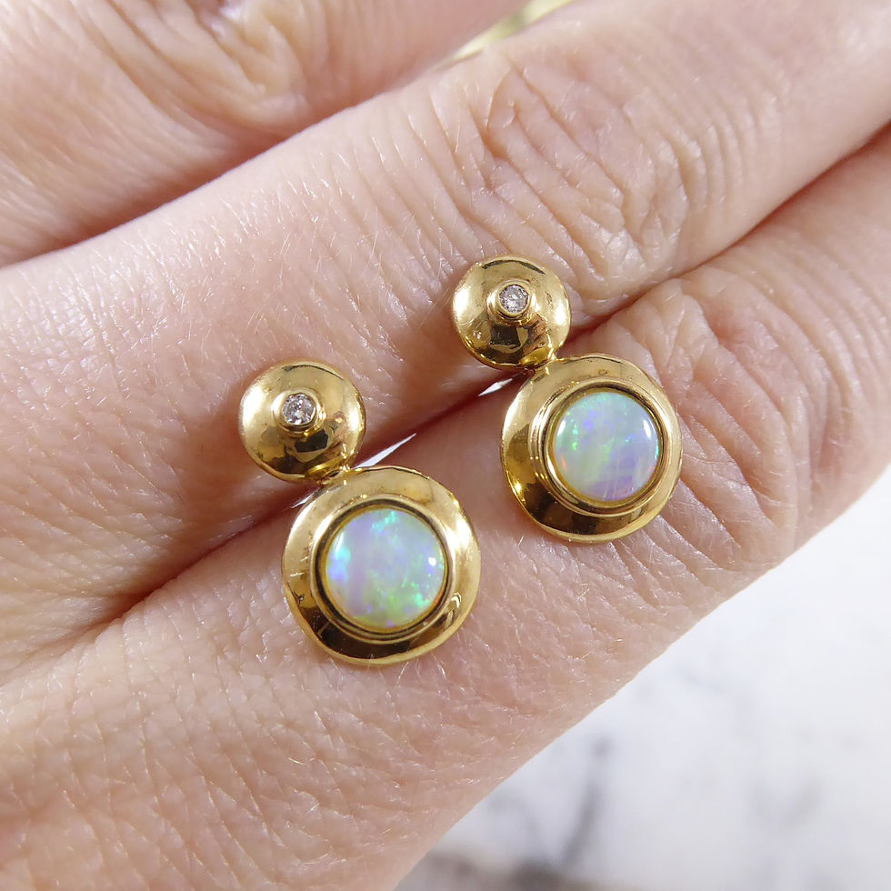Thumbnail: Opal and Diamond Earrings in Yellow Gold