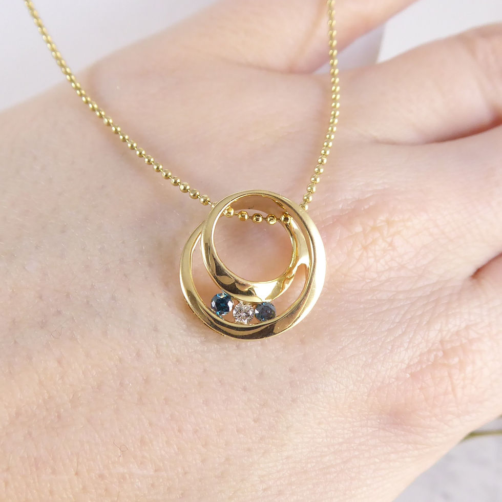 Thumbnail: Diamond with Blue Stones Pendant in Yellow Gold