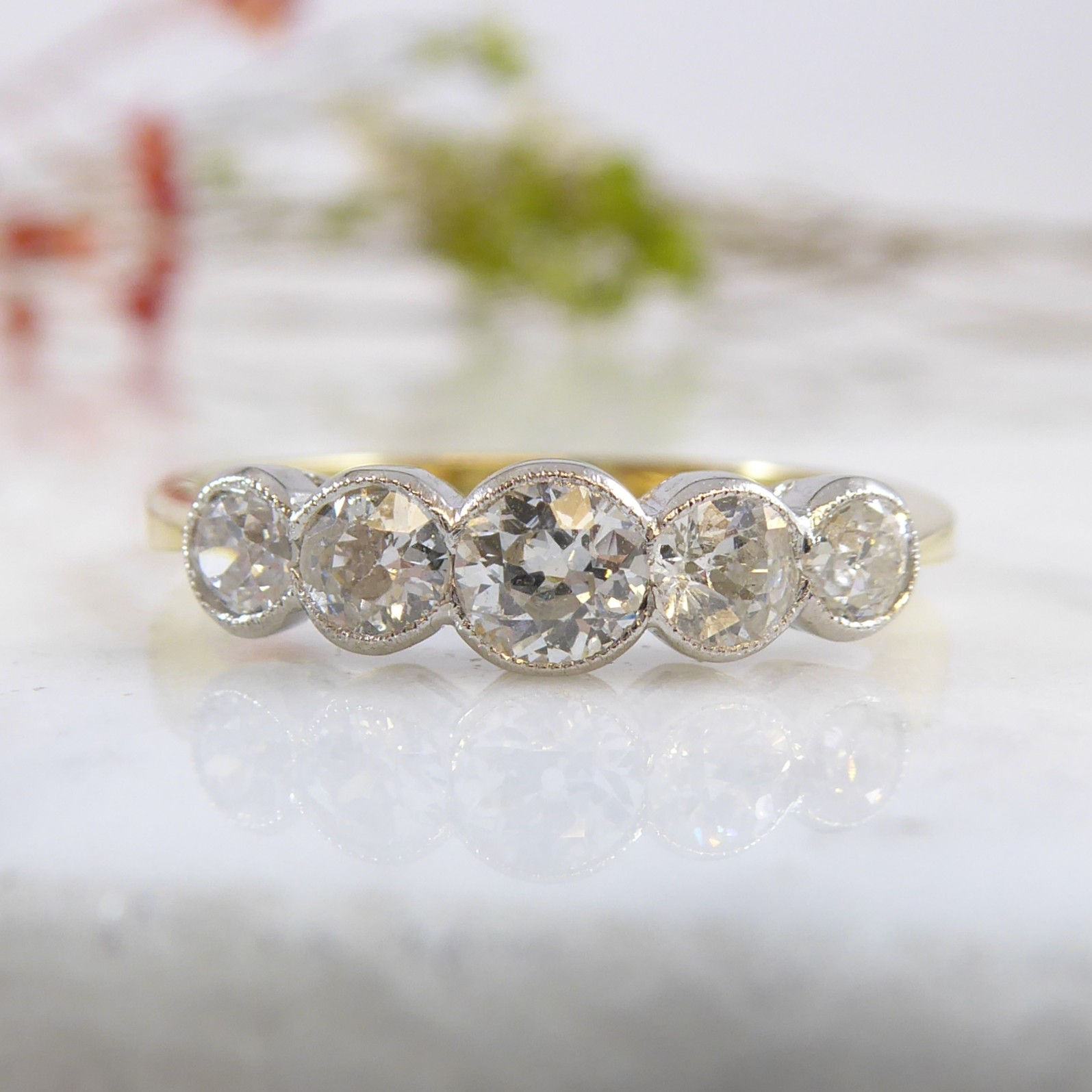 Diamond Five Stone Ring in Yellow Gold