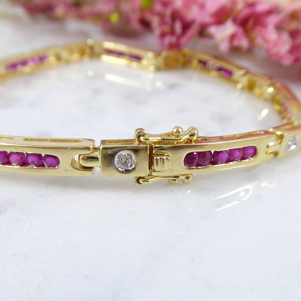 Thumbnail: Vintage Ruby & Diamond Bracelet in Yellow Gold