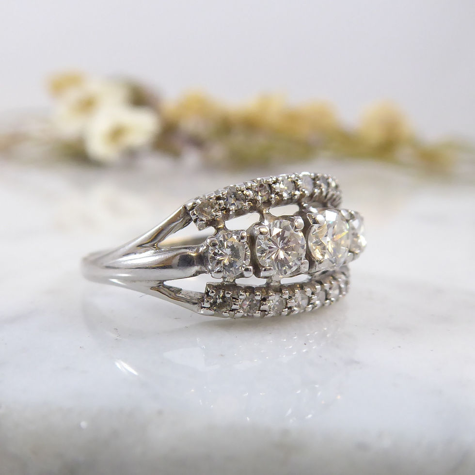 Thumbnail: Diamond Cluster Band Ring in White Gold