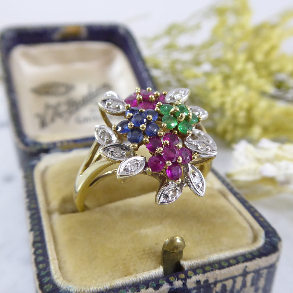 Thumbnail: Mixed Gemstone Cluster Ring in Yellow Gold