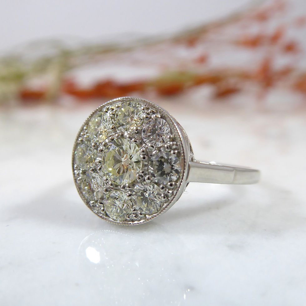 Thumbnail: Vintage Diamond Cluster Ring in Platinum