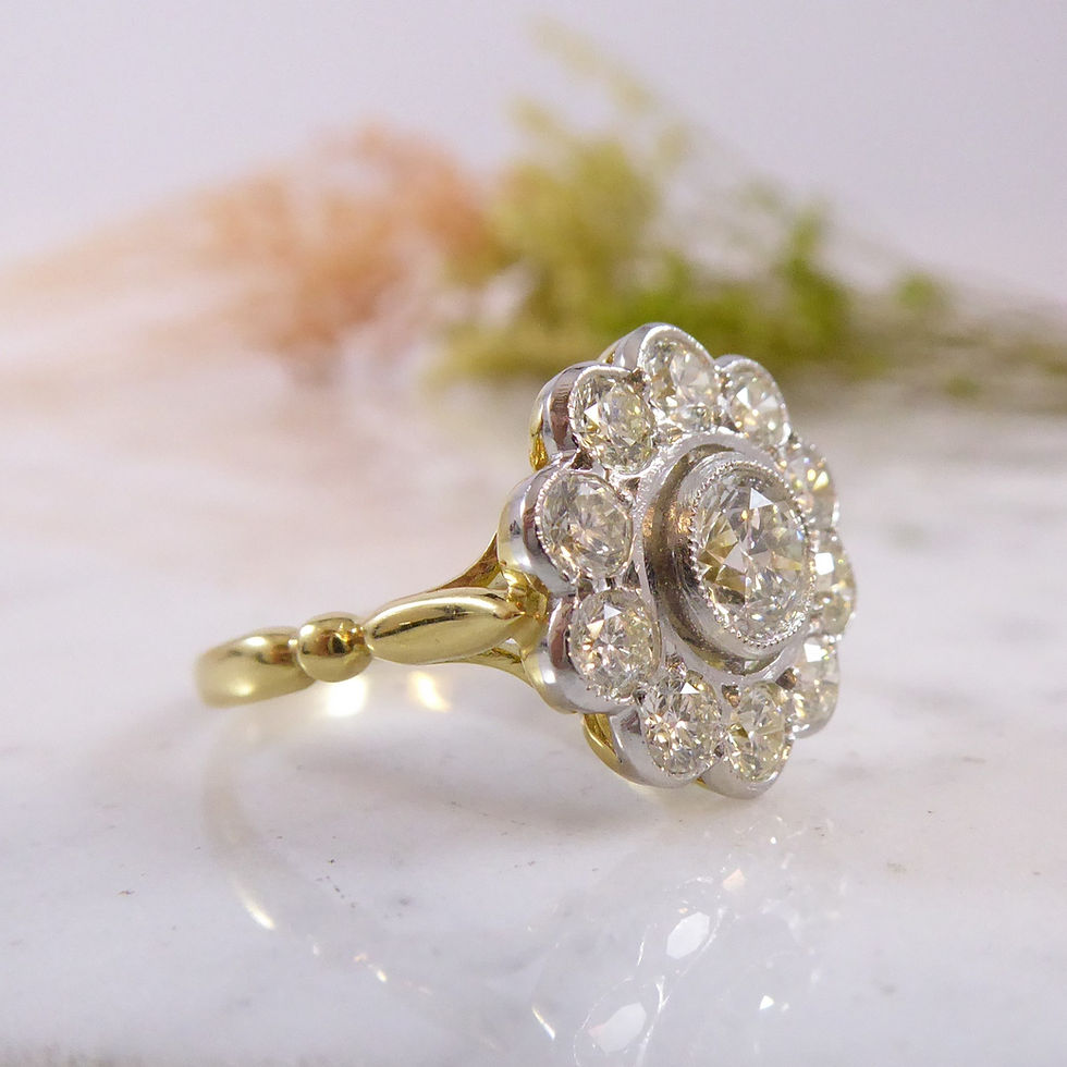 Thumbnail: Diamond Cluster Ring in Platinum and Yellow Gold