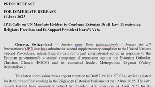 JPTi Urges UN Action Against Estonian Draft Law Threatening Religious Freedom