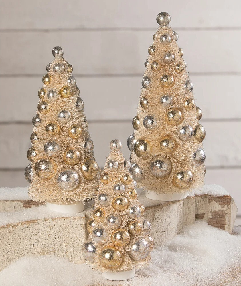 Silver and Gold Bottle Brush Trees