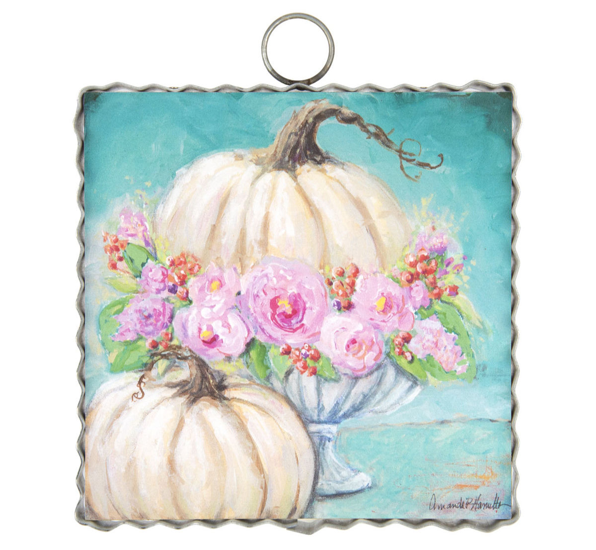 Round Top Collection - Mini Gallery Pink Florals and Pumpkin Print