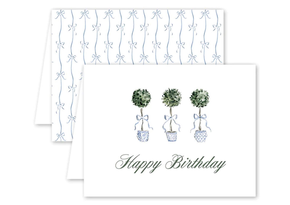 Grandmillennial Topiary Birthday Cards, Box of 8
