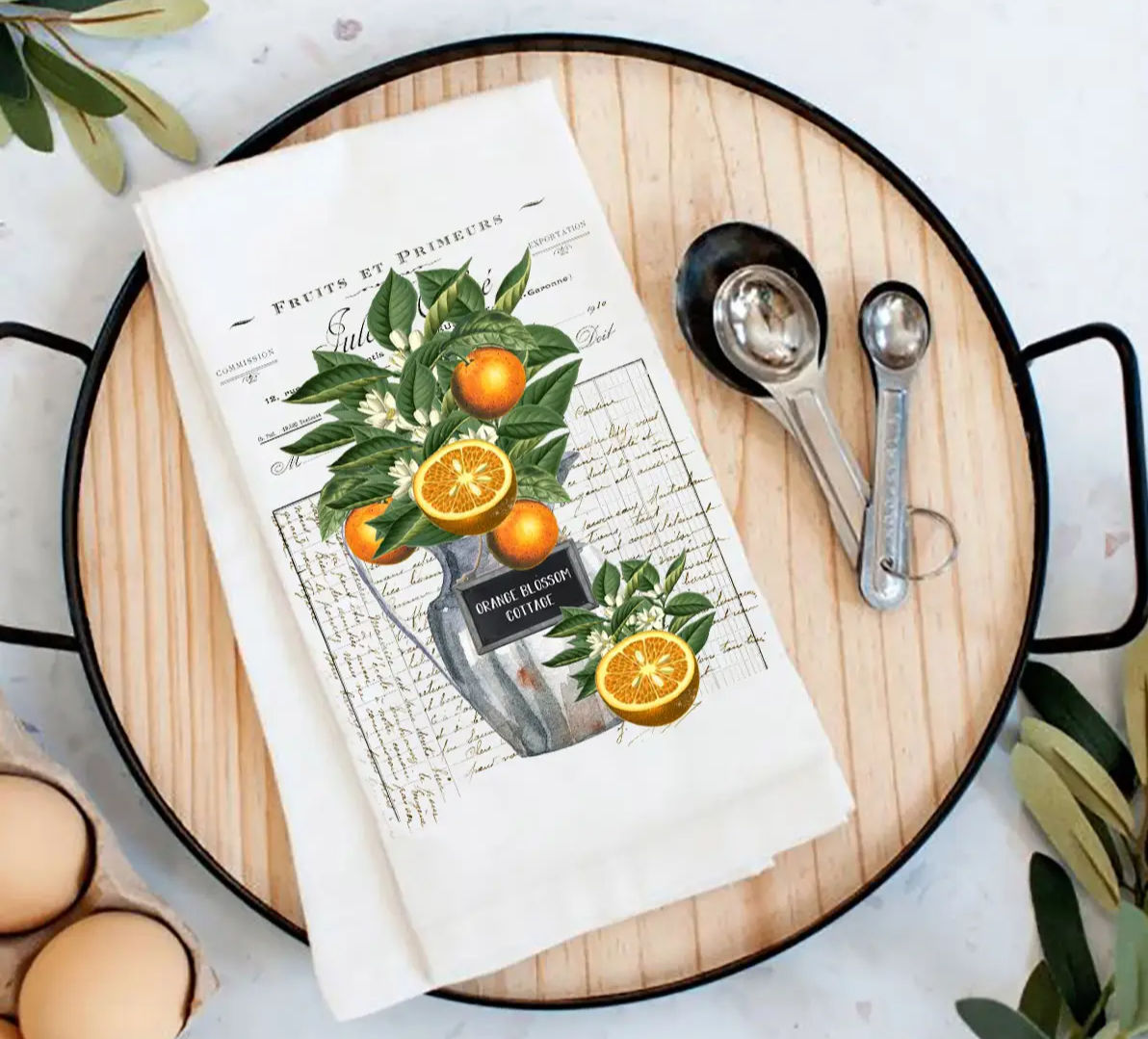 Vintage Orange Blossom Cottage Kitchen Towel