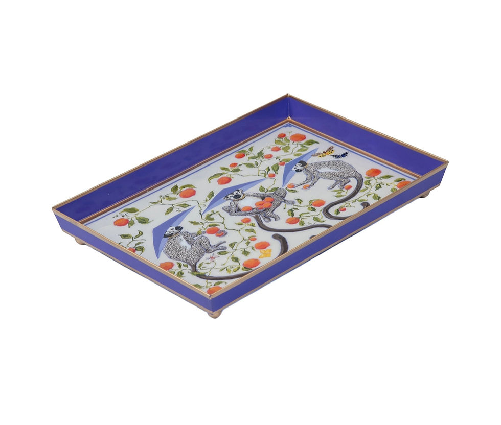 Thumbnail: Monkey Trio Enameled Tray