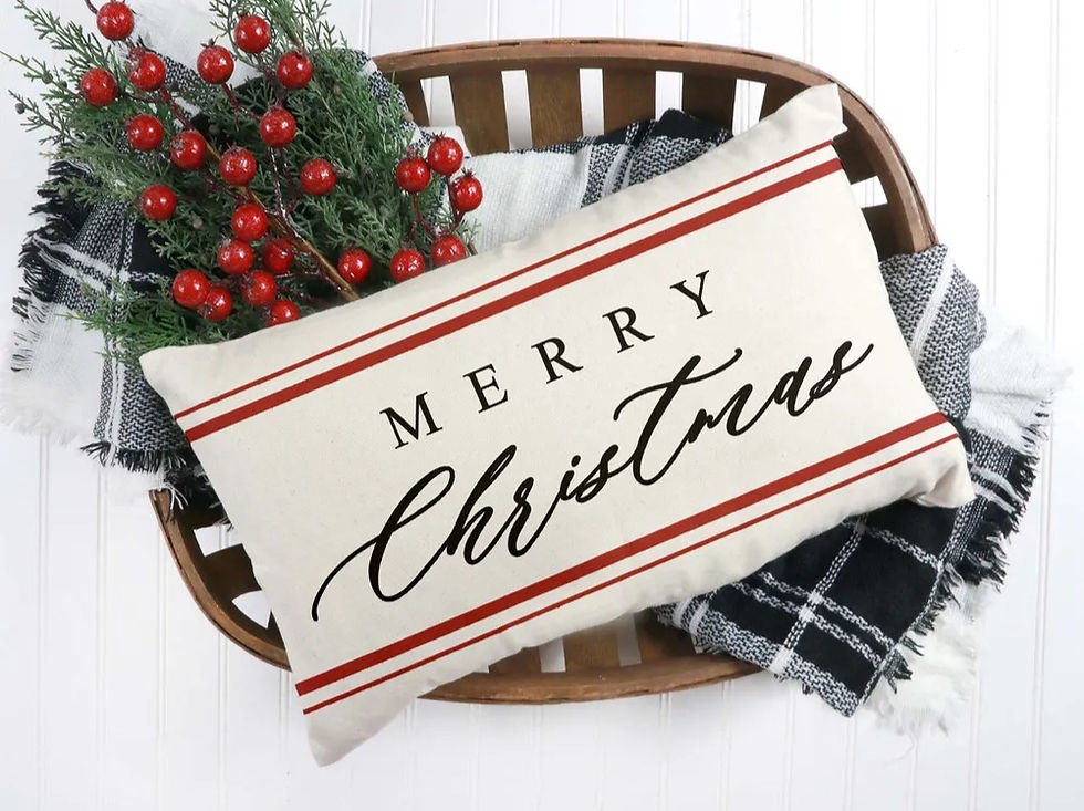 Merry Christmas with Farmhouse Stripes Pillow