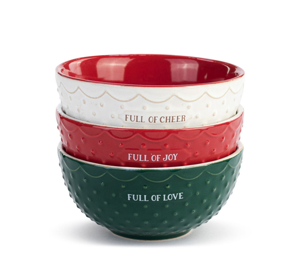 Thumbnail: Ceramic Christmas Baking Bowls, Set of 3, with Gingerbread Man Cookie Cutter