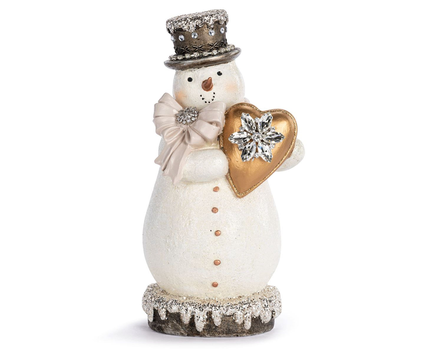Snowman with Heart Sparkle Figure, 10"