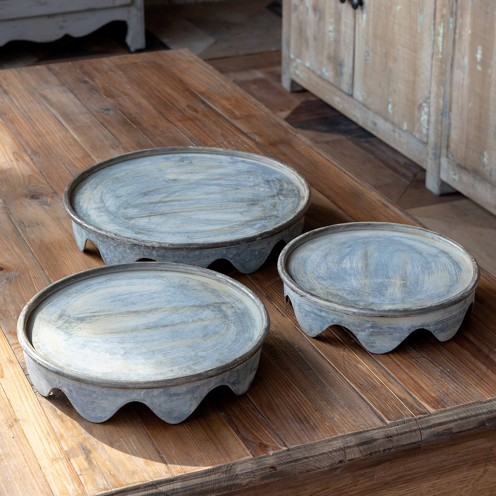 Aged Metal Display Platforms, Set of 3