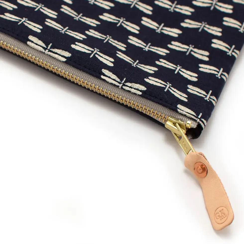 Thumbnail: Japanese Indigo Dragonflies Zipper Pouch