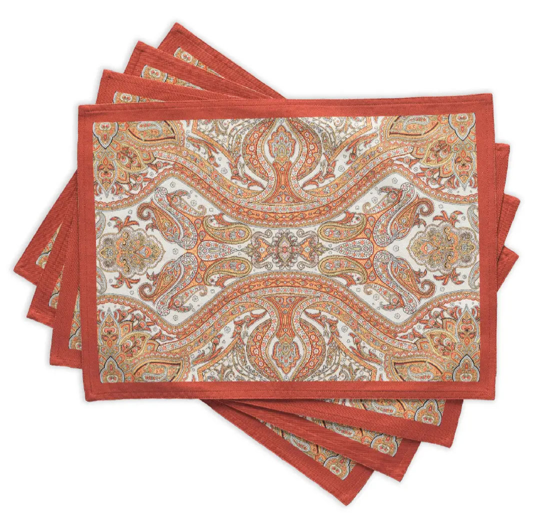 Kashmir Paisley Cotton Placemats, Set of 4
