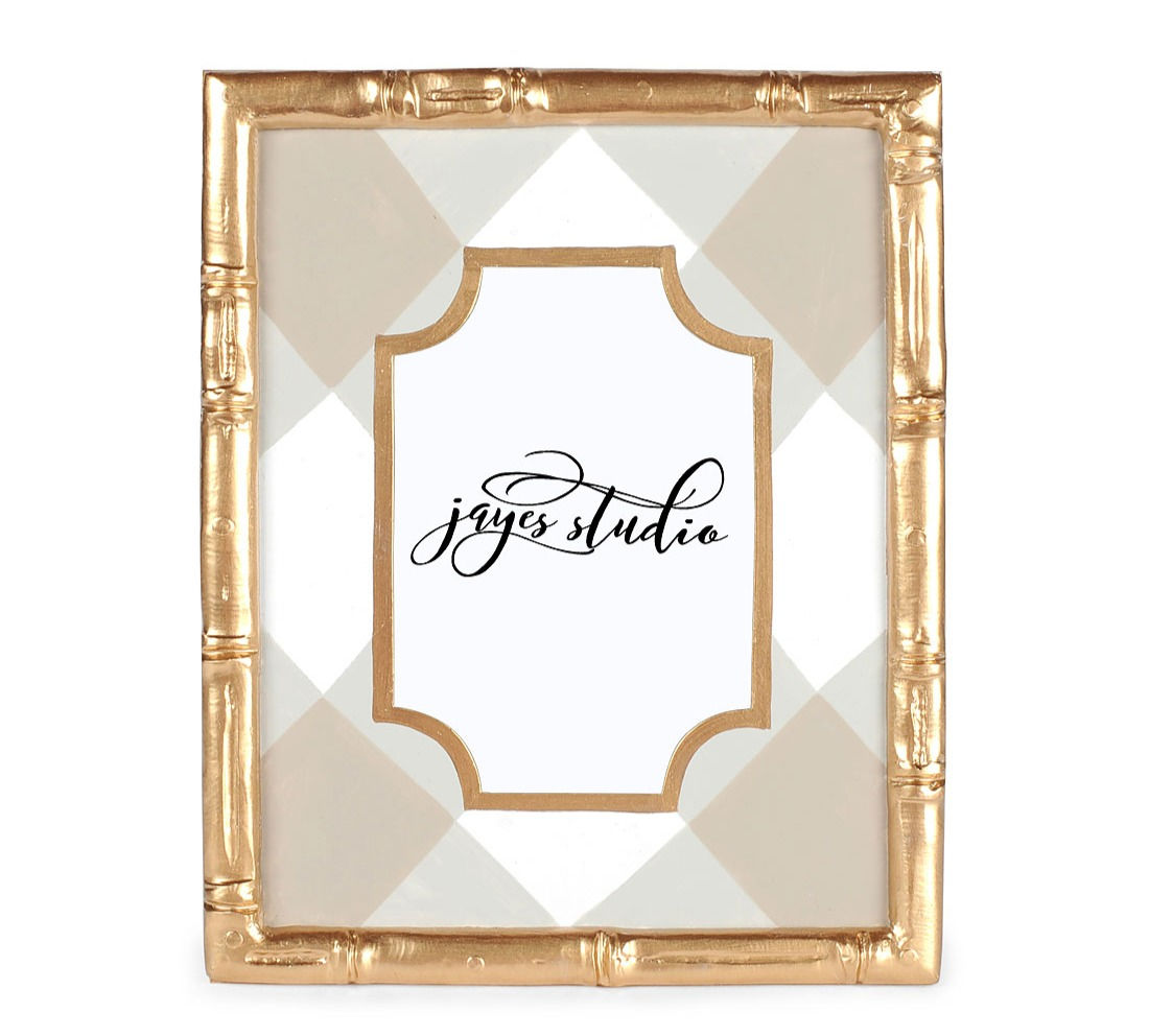 White and Taupe Buffalo Plaid Photo Frame, 4x6