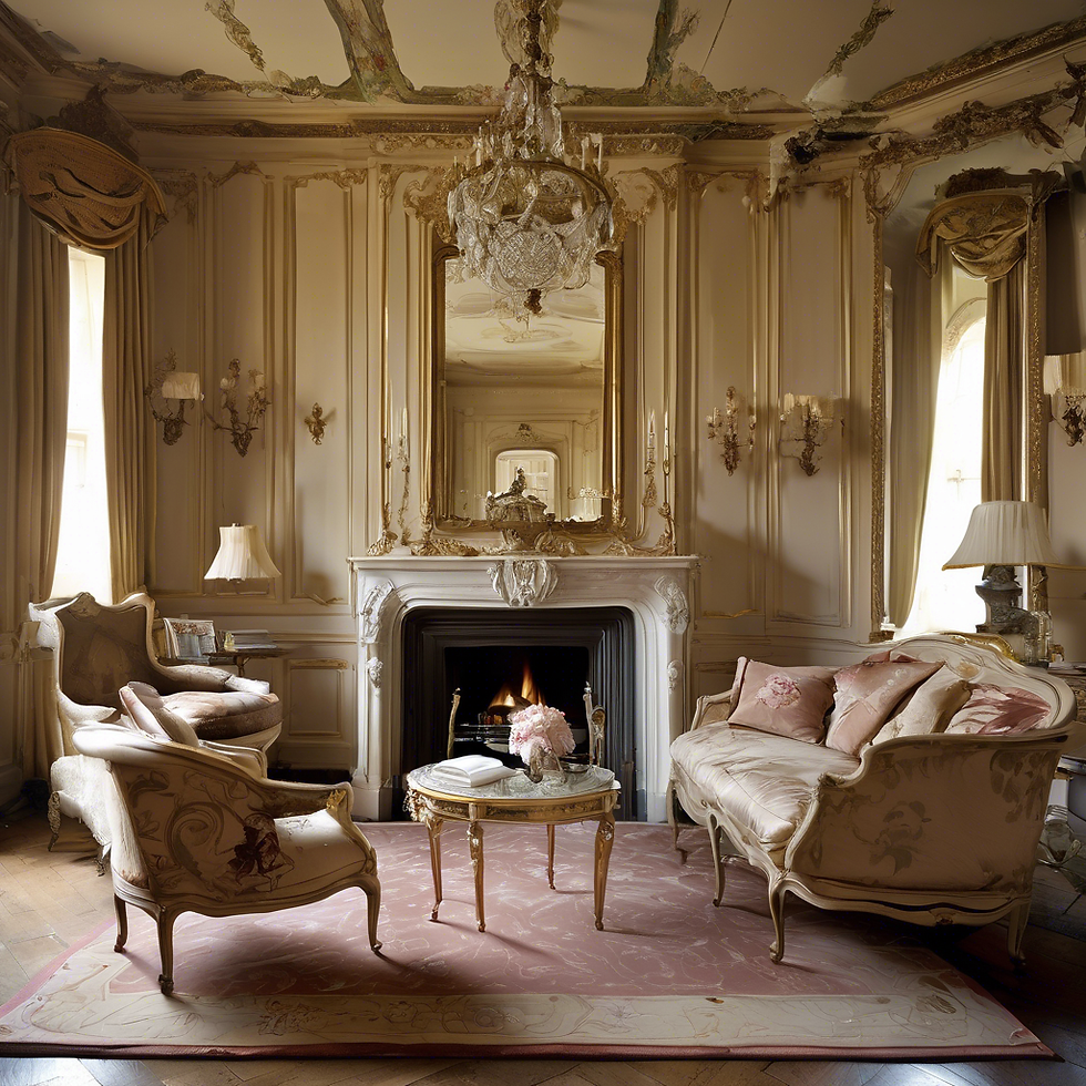 Eye-level view of a stylish living room showcasing a patterned area rug