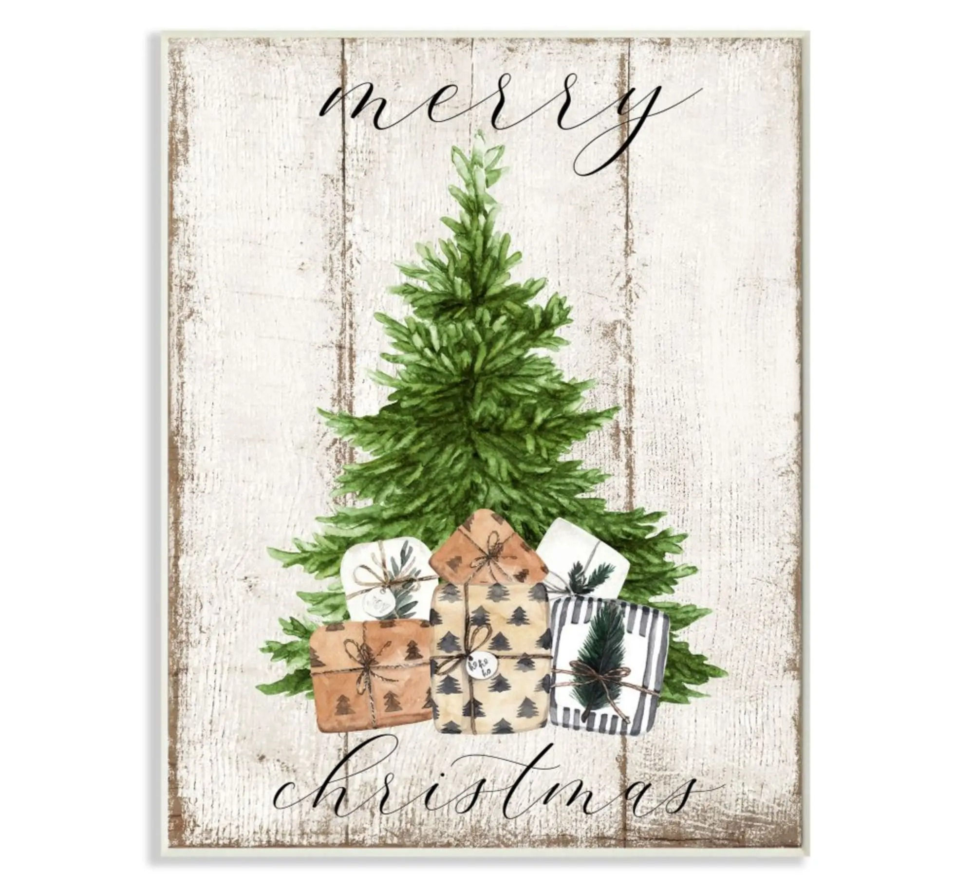 Rustic Merry Christmas Tree Wall Plaque