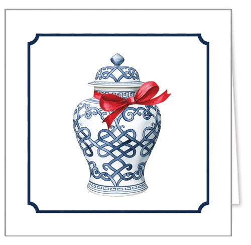 Ginger Jar with Red Bow Gift Enclosures, Box of 10