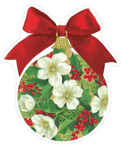 Caspari - Floral Die-Cut Ornament Gift Tags