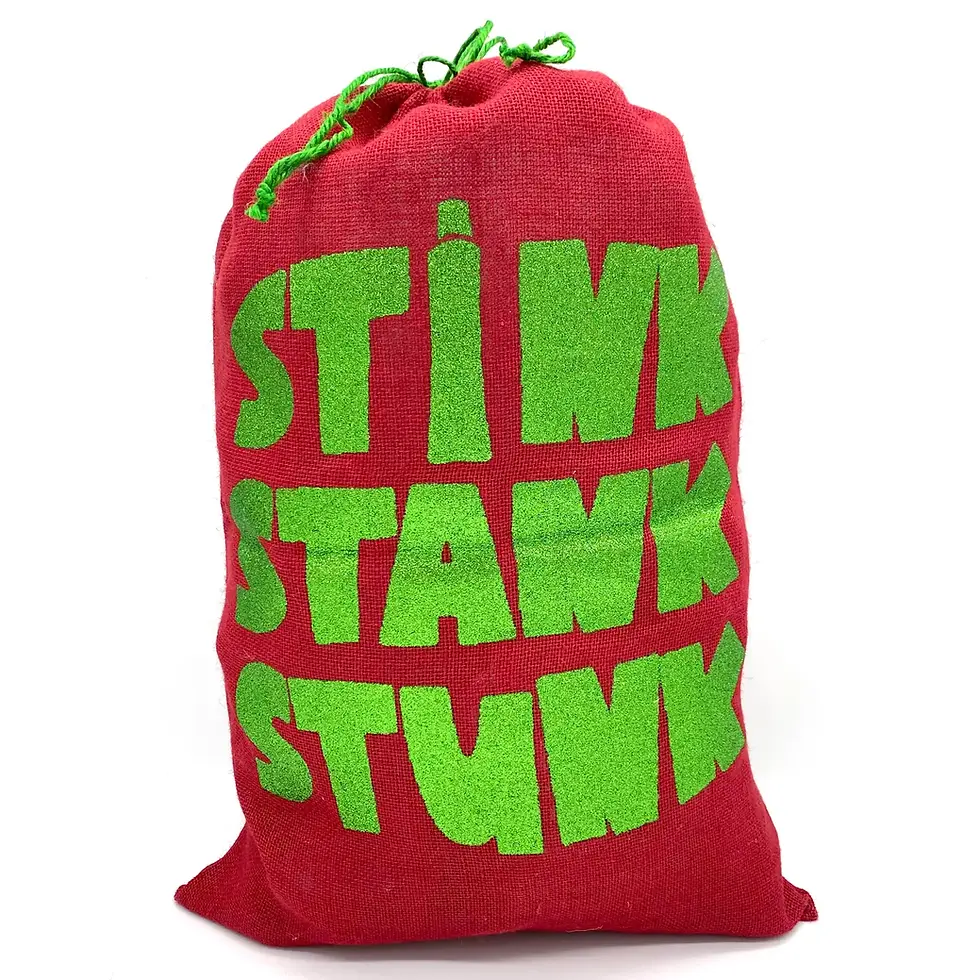 "Stink, Stank, Stunk" Glitter Print Large Santa Sack - Red