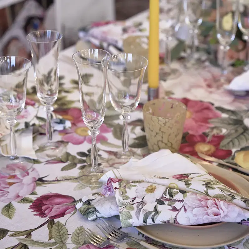 Thumbnail: Rose Flower Garden Linen Table Napkins, Set of 4