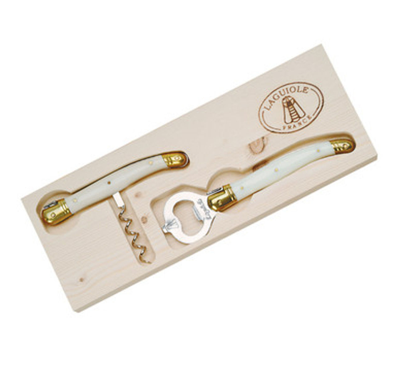 Laguiole Jean Dubost Corkscrew & Bottle Opener Set with Ivory Handles