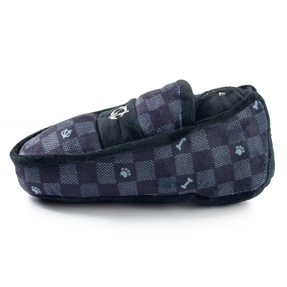 Thumbnail: Black Checker Chewy Vuiton Loafer Dog Toy