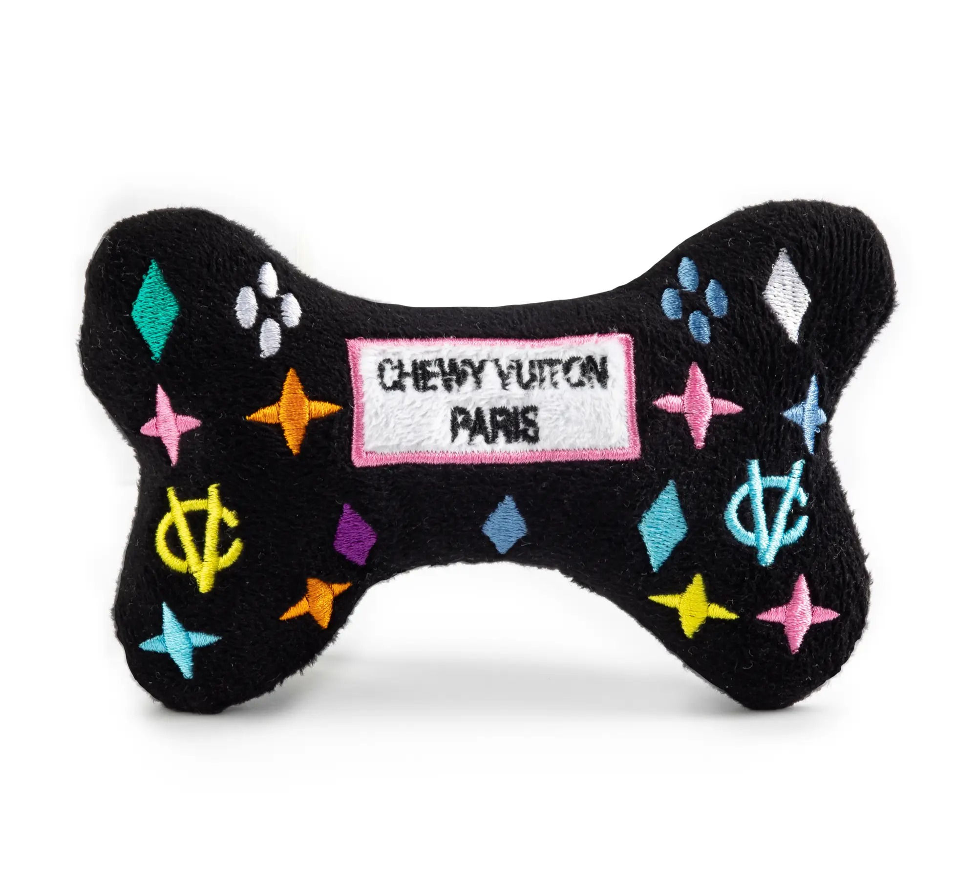 Black Monogram Chewy Vuiton Bone Dog Toy - Small