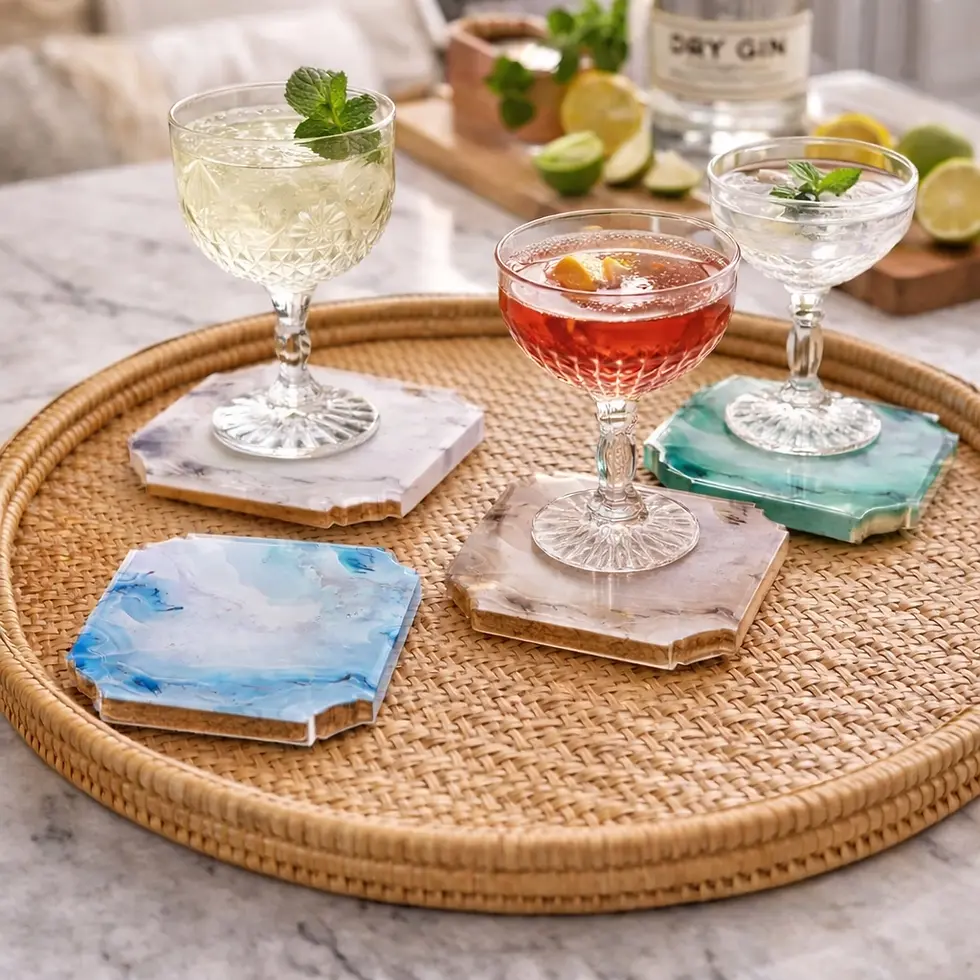 Thumbnail: "Stone Marble" Luxury Acrylic Coasters with Gift Box, Set of 4