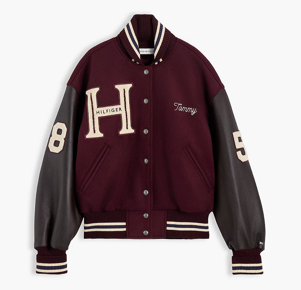 TOMMY HILFIGER Manteco Wool Blend Leather Varsity Jacket