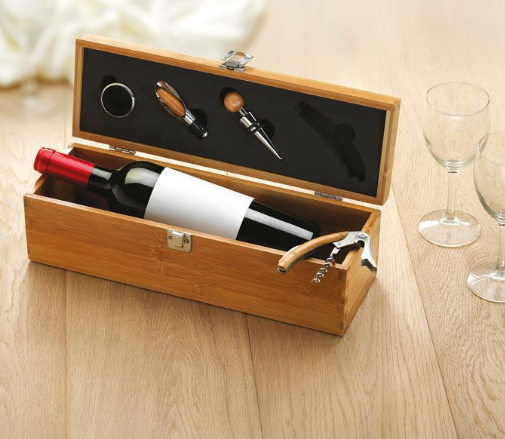 TARDOR Vin-set i bambulåda inkl. gravering