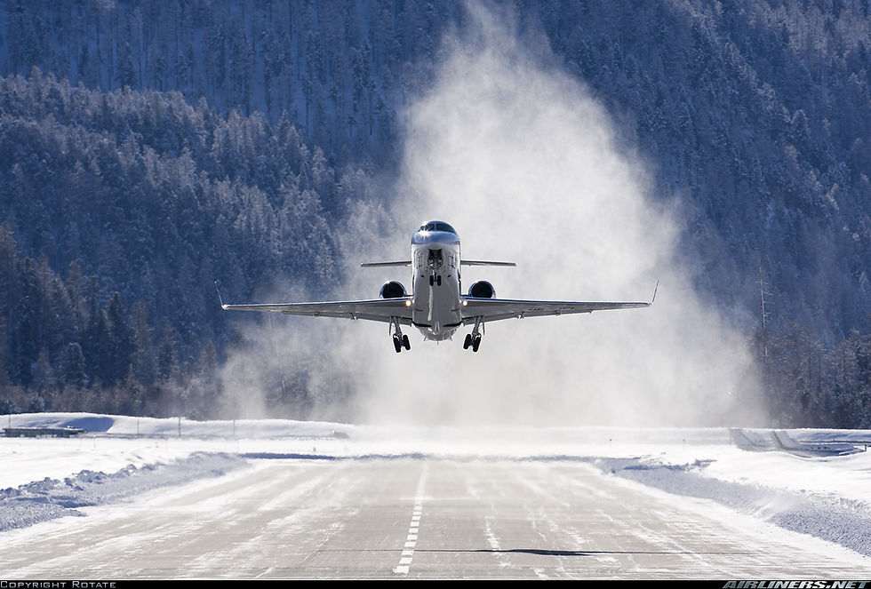 Private Jet taking off Samedan