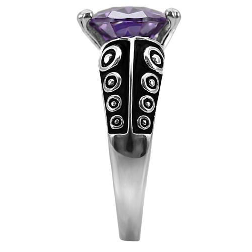 Thumbnail: Celtic Inspired 14x10 mm 5.81 Carat Oval Amethyst CZ Stainless Steel Size 5-10.