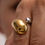 Thumbnail: Statement 2-Tone Open Ring Water Drop Stainless Steel Ring Sz 7