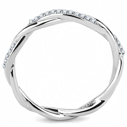 Thumbnail: Bridal Stacking Entwined Cross-Over Micro-Pave CZ Stainless Steel Ring Sz 5-10