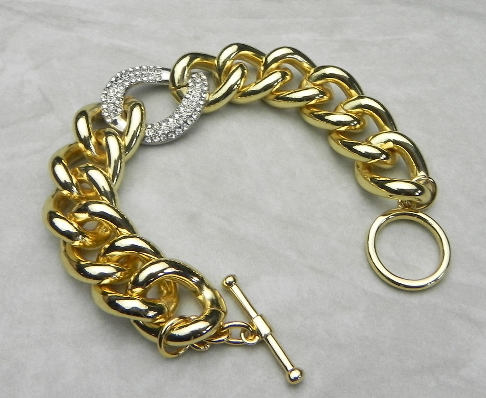 Thumbnail: Designer Inspired Gold-Tone High Polished Statement  Link Bracelet