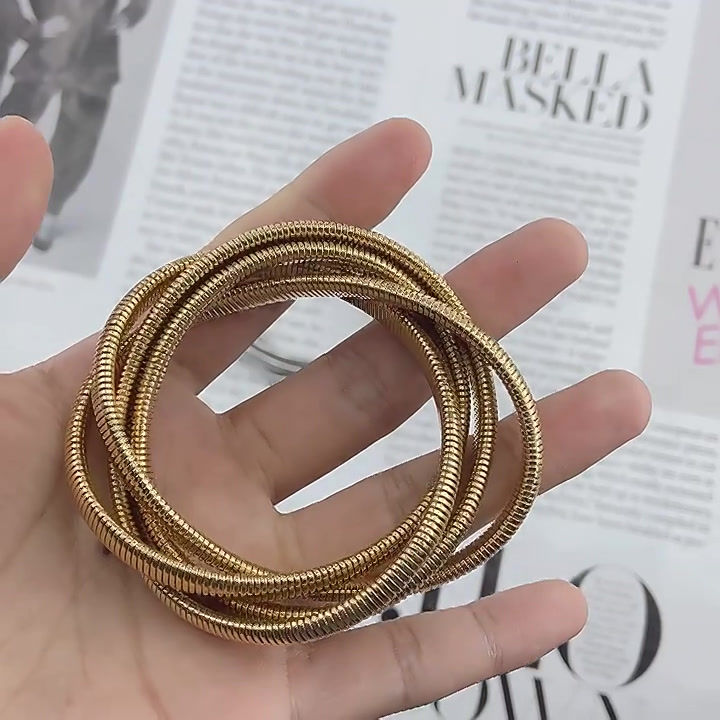 Thumbnail: Cobra 4 Row Omega Statement Stainless Steel High Polished 7.5" Bracelet