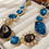 Thumbnail: French Vintage Inspired Gold -Tone Pearl & Blue Austrian Crystals Neklace