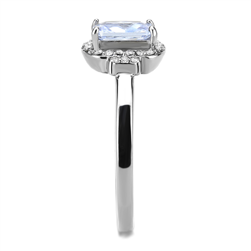 Thumbnail: Cushion Cut Light Amethyst CZ- Halo & Side Accents  Stainless Steel Engagement