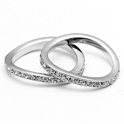 Thumbnail: Double Eternity Band Silver-Tone Pave Set Crystals Promise-Engagement Ring 5-8