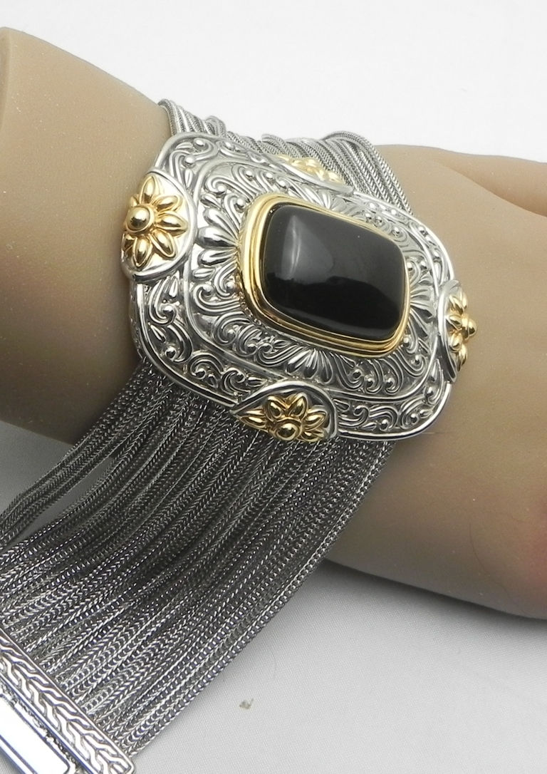 Thumbnail: Designer Inspired VERY Bold rectangular  Stone  Bracelet