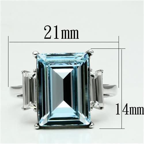 Thumbnail: Stainless Steel  Blue Topaz CZ Round Cut 10 MM 3.16 Ct Ring Size 5-10