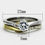 Thumbnail: 2-Tone Stainless Steel Bridal Set Engagement Ring- Round Cut CZ's Sz 5-10