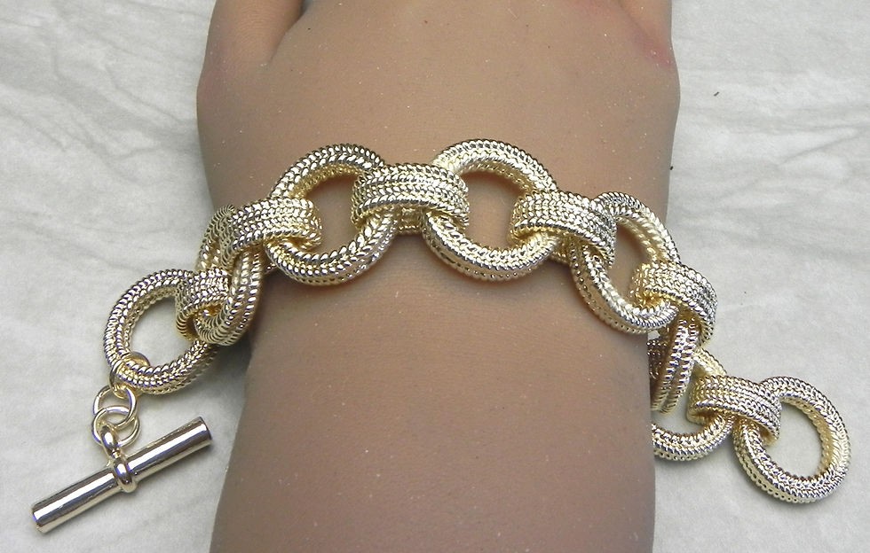 Thumbnail: Designer Inspired Gold-Tone Textures Link Statement Bracelet