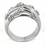 Thumbnail: Wide Stainless Steel Engagement Ring Clear & Gray Swarovski Crystals Sz 5-10