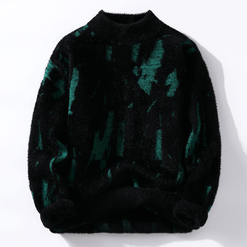 Thumbnail: Mens Graffiti Knit Sweater Semi Turtleneck