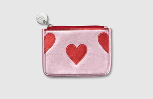 Metallic Pink Leather Heart Purse Mabel Sheppard