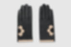 Thumbnail: Black + Cream Daisy Leather Gloves